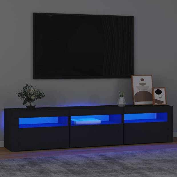 The Living Store TV-meubel V2 - zwart - 180x35x40 cm - RGB LED-verlichting