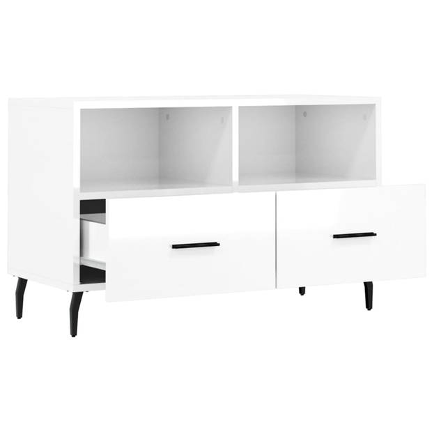 The Living Store Televisiekast - Trendy en praktisch - TV-meubel - Afmeting- 80 x 36 x 50 cm - Kleur- Hoogglans wit