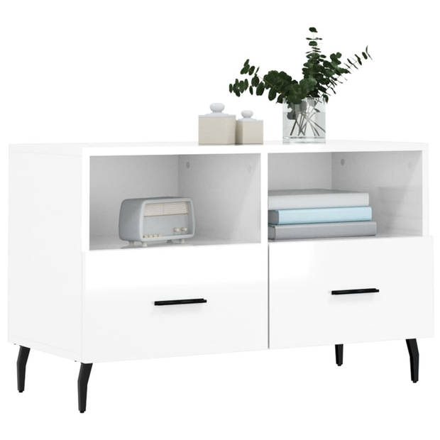 The Living Store Televisiekast - Trendy en praktisch - TV-meubel - Afmeting- 80 x 36 x 50 cm - Kleur- Hoogglans wit