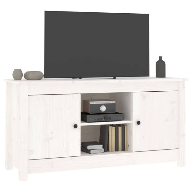 vidaXL Tv-meubel 103x36,5x52 cm massief grenenhout wit