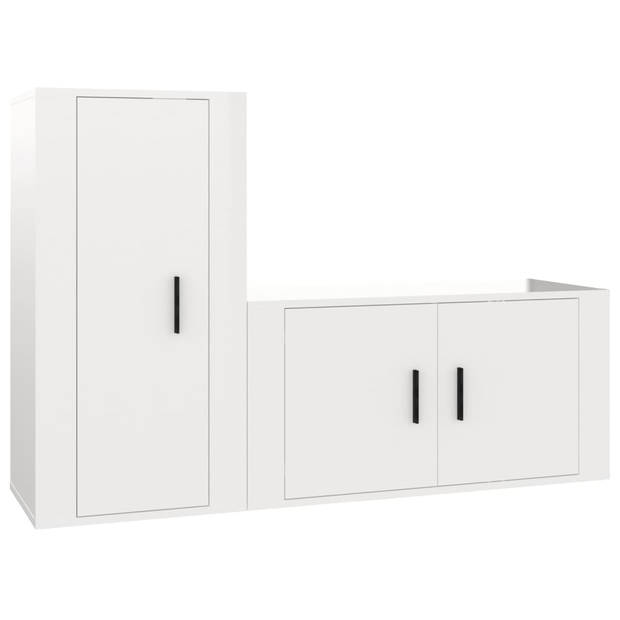 The Living Store Televisiekastenset - Hoogglans wit - 80 x 34.5 x 40 cm - 40 x 34.5 x 80 cm - Wandgemonteerde tv-meubel