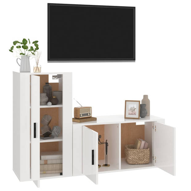The Living Store Televisiekastenset - Hoogglans wit - 80 x 34.5 x 40 cm - 40 x 34.5 x 80 cm - Wandgemonteerde tv-meubel