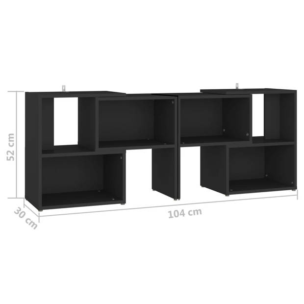 The Living Store TV-meubel - Zwarte Spaanplaat - 104 x 30 x 52 cm