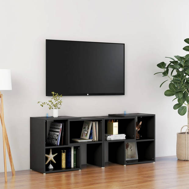 The Living Store TV-meubel - Zwarte Spaanplaat - 104 x 30 x 52 cm