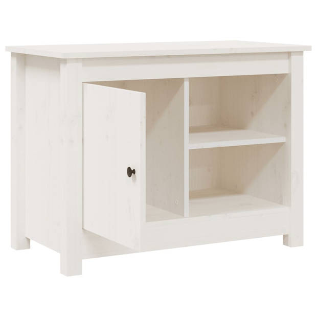 The Living Store TV Meubel - Grenenhout - Wit - 70 x 36.5 x 52 cm - Met voldoende opbergruimte