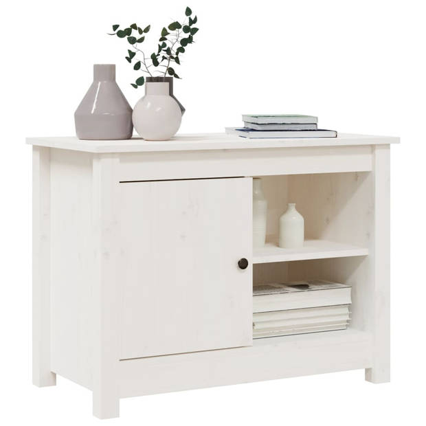 The Living Store TV Meubel - Grenenhout - Wit - 70 x 36.5 x 52 cm - Met voldoende opbergruimte