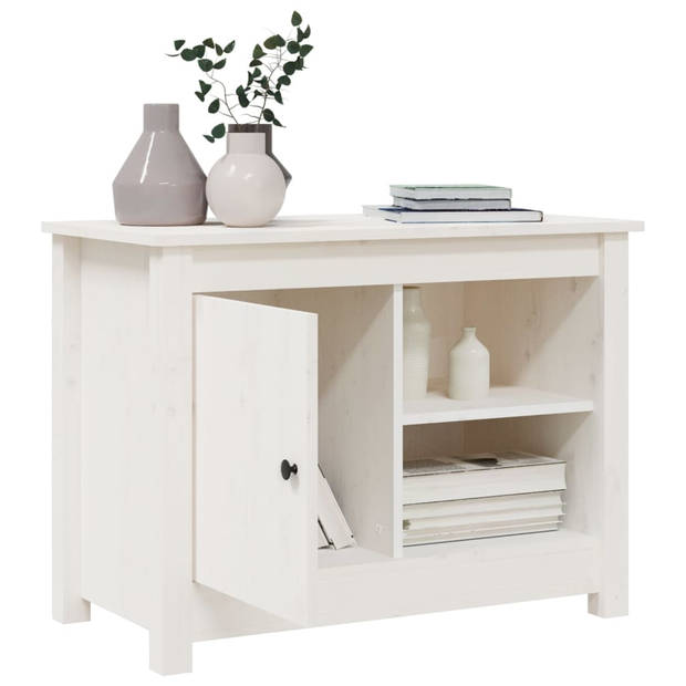 The Living Store TV Meubel - Grenenhout - Wit - 70 x 36.5 x 52 cm - Met voldoende opbergruimte