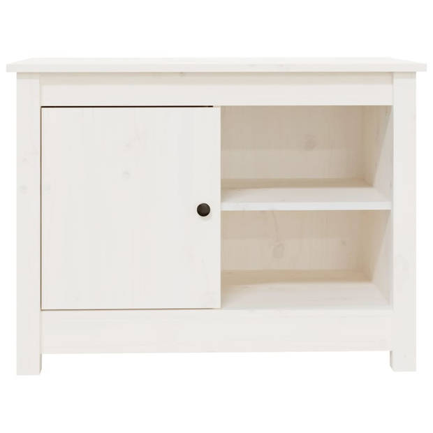 The Living Store TV Meubel - Grenenhout - Wit - 70 x 36.5 x 52 cm - Met voldoende opbergruimte