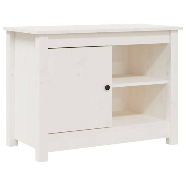 The Living Store TV Meubel - Grenenhout - Wit - 70 x 36.5 x 52 cm - Met voldoende opbergruimte