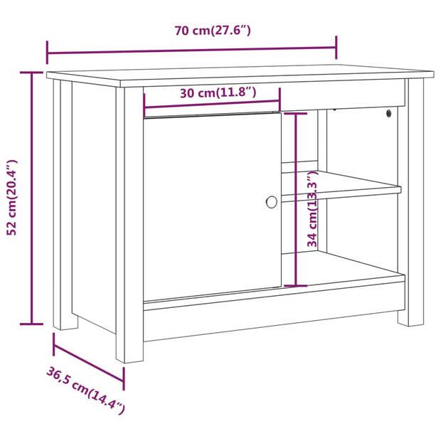 The Living Store TV Meubel - Grenenhout - Wit - 70 x 36.5 x 52 cm - Met voldoende opbergruimte