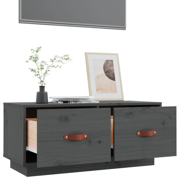 The Living Store TV-meubel Grenenhout - Grijs - 80 x 34 x 35 cm