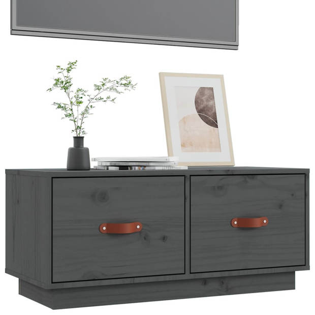 The Living Store TV-meubel Grenenhout - Grijs - 80 x 34 x 35 cm