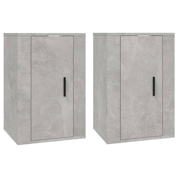 The Living Store Tv-wandmeubel - Betongrijs - 40 x 34.5 x 60 cm (B x D x H) - 2 stuks