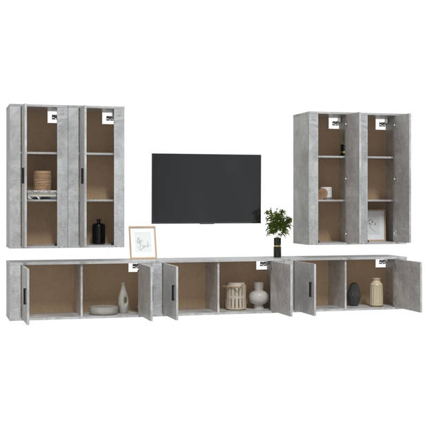 The Living Store TV Meubel Set 7-delig Betongrijs - 4x 40x34.5x100cm - 3x 100x34.5x40cm