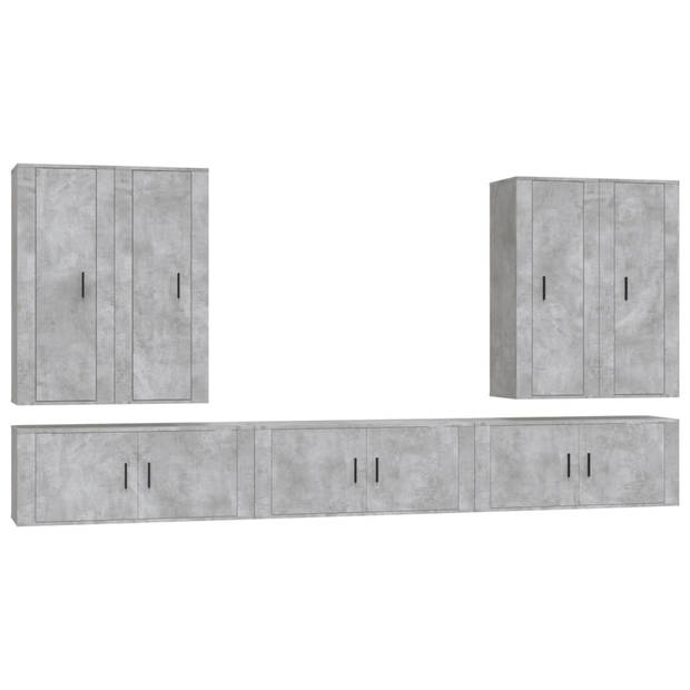 The Living Store TV Meubel Set 7-delig Betongrijs - 4x 40x34.5x100cm - 3x 100x34.5x40cm