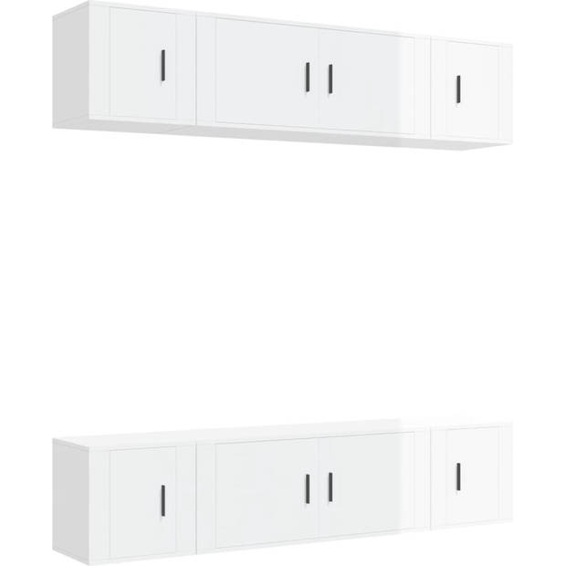 The Living Store TV-meubelset - Hoogglans wit - Wandgemonteerd - 2x 100 x 34.5 x 40 cm + 4x 40 x 34.5 x 40 cm