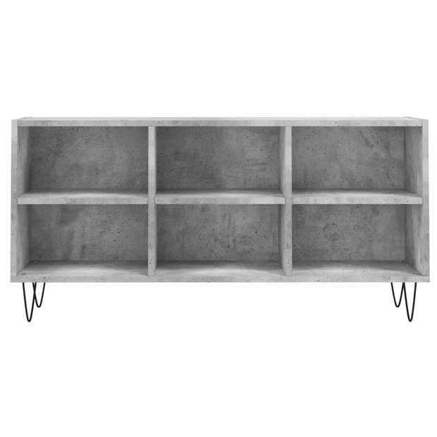 The Living Store TV-meubel Betongrijs - TV-kast met 6 Vakken - 103.5 x 30 x 50 cm - Bewerkt Hout en IJzer