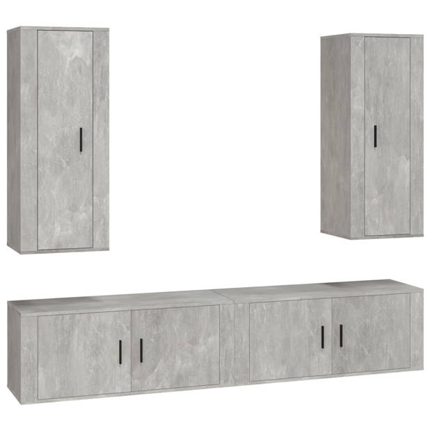 The Living Store TV-meubelset - Betongrijs - 2x 40x34.5x100 cm + 2x 100x34.5x40 cm