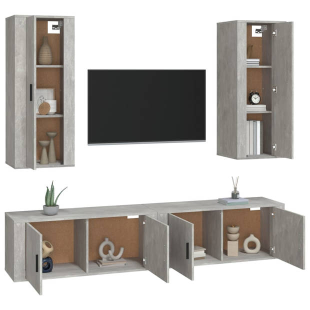 The Living Store TV-meubelset - Betongrijs - 2x 40x34.5x100 cm + 2x 100x34.5x40 cm