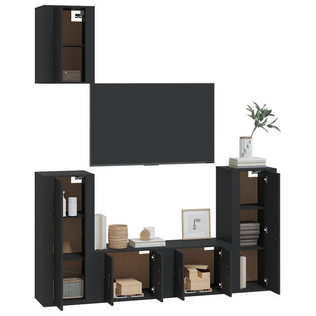 The Living Store TV-meubelset - Klassiek - Zwart - 57x34.5x40cm - 40x34.5x80cm - 40x34.5x60cm