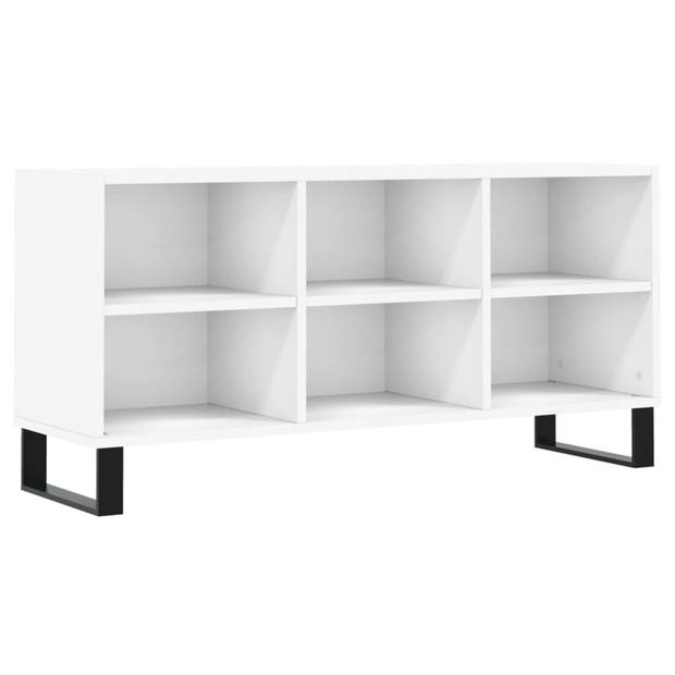 The Living Store TV-meubel 6 Vakken - 103.5 x 30 x 50 cm - Wit - Bewerkt Hout en IJzer