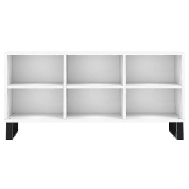 The Living Store TV-meubel 6 Vakken - 103.5 x 30 x 50 cm - Wit - Bewerkt Hout en IJzer