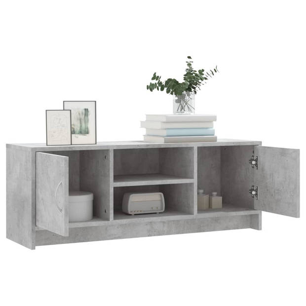 The Living Store TV-meubel - betongrijs - 102 x 30 x 37.5 cm - opbergruimte - praktische deuren