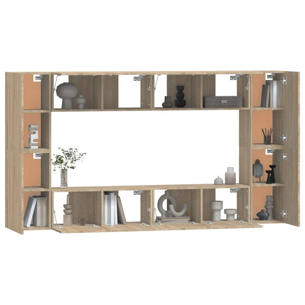 The Living Store Televisiemeubelset - Sonoma Eiken - 80x30x30 cm - 30.5x30x60 cm