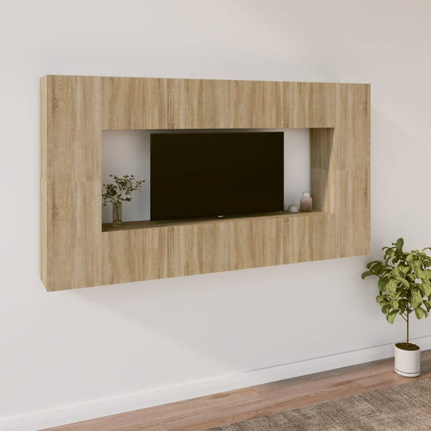 The Living Store Televisiemeubelset - Sonoma Eiken - 80x30x30 cm - 30.5x30x60 cm