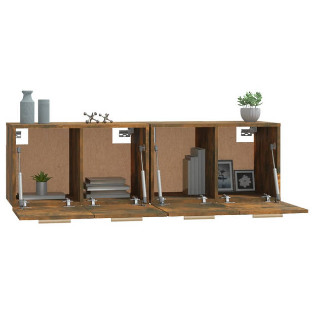 vidaXL Wandkasten 2 st 60x36,5x35 cm bewerkt hout gerookt eikenkleurig