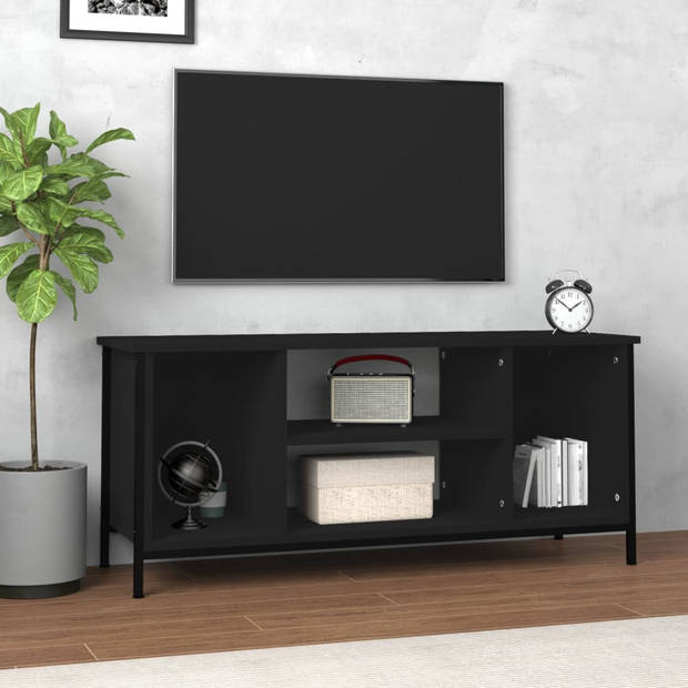 The Living Store TV-meubel Staal - 102x35x45 cm - Zwart