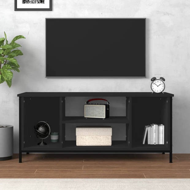 The Living Store TV-meubel Staal - 102x35x45 cm - Zwart