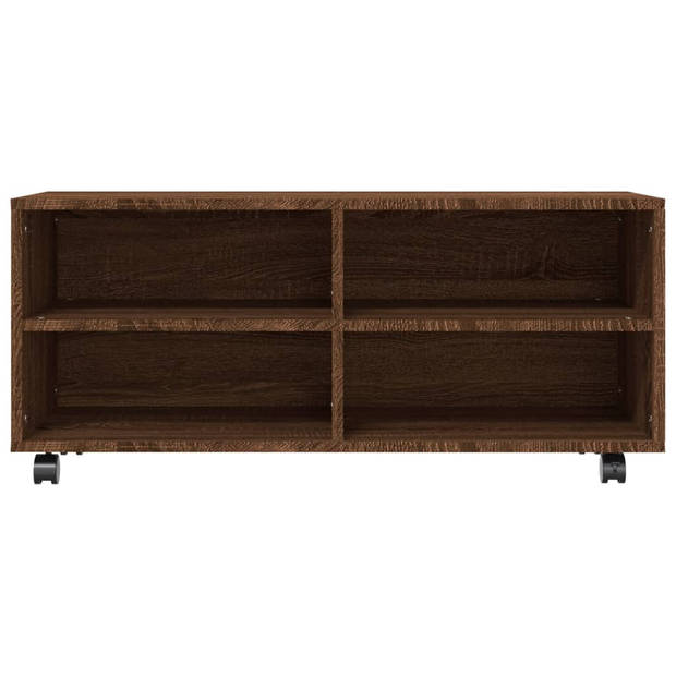 The Living Store Tv-meubel Met Wieltjes - Bruineiken - 90 x 35 x 35 cm - Duurzaam materiaal