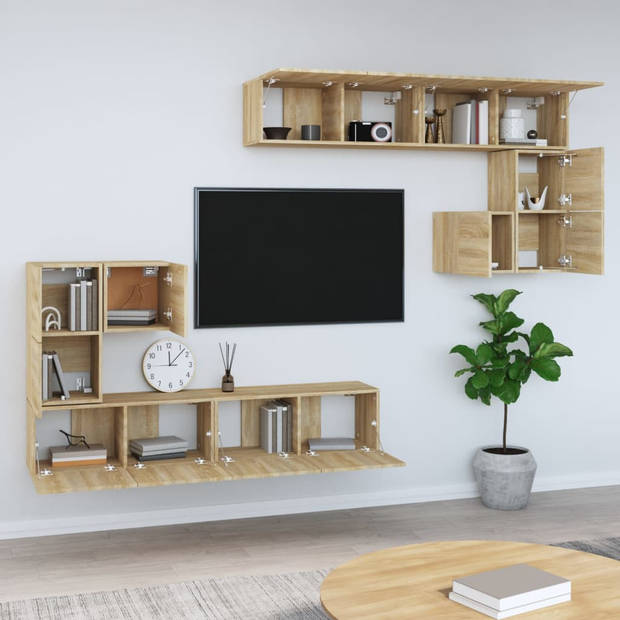 The Living Store TV-meubelset - Sonoma eiken - 30.5 x 30 x 30 cm (S) - 60 x 30 x 30 cm (M) - 80 x 30 x 30 cm (L)