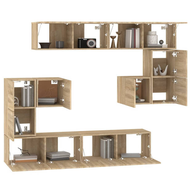 The Living Store TV-meubelset - Sonoma eiken - 30.5 x 30 x 30 cm (S) - 60 x 30 x 30 cm (M) - 80 x 30 x 30 cm (L)