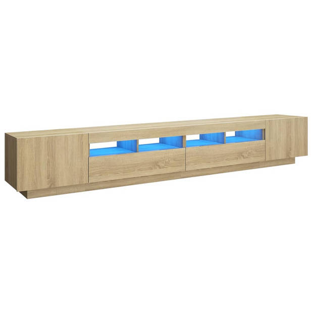 The Living Store TV-meubel - TV-meubel met LED-verlichting - 260x35x40 cm - Sonoma eiken