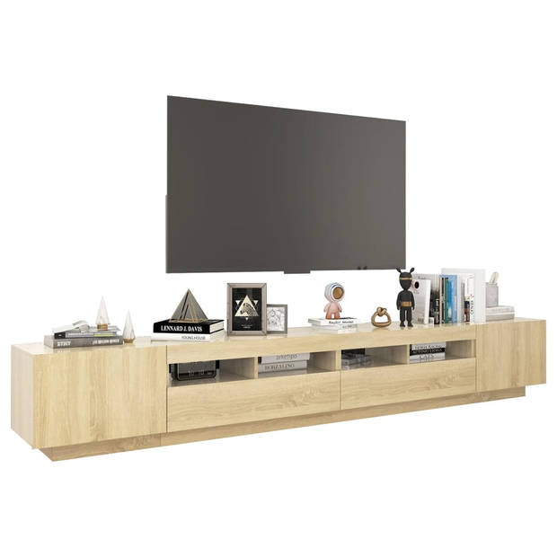 The Living Store TV-meubel - TV-meubel met LED-verlichting - 260x35x40 cm - Sonoma eiken