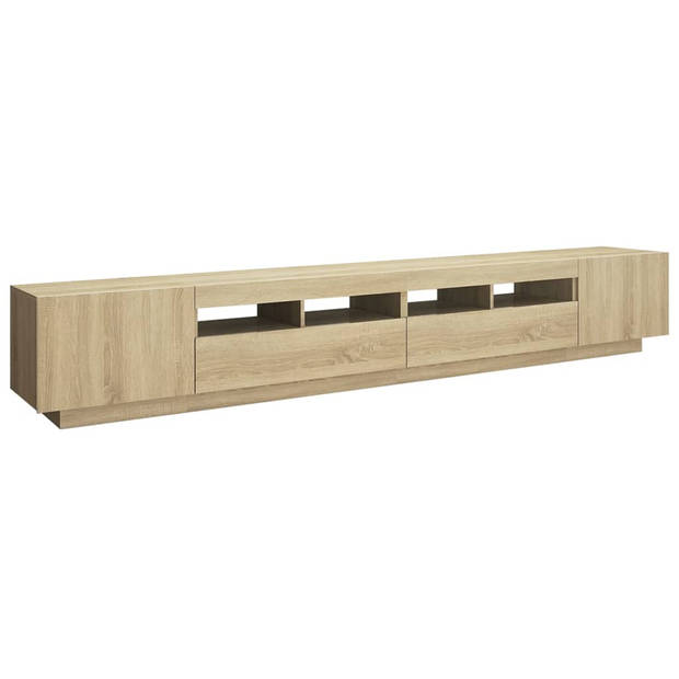 The Living Store TV-meubel - TV-meubel met LED-verlichting - 260x35x40 cm - Sonoma eiken