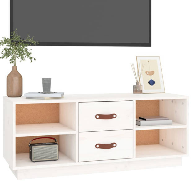 The Living Store Televisiemeubel Grenenhout - TV-kast - 100x34x40 cm - Wit