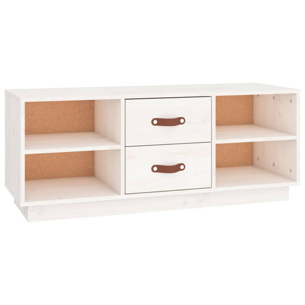 The Living Store Televisiemeubel Grenenhout - TV-kast - 100x34x40 cm - Wit