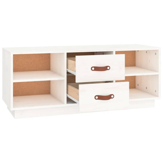 The Living Store Televisiemeubel Grenenhout - TV-kast - 100x34x40 cm - Wit