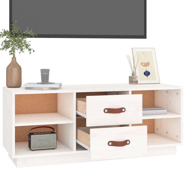 The Living Store Televisiemeubel Grenenhout - TV-kast - 100x34x40 cm - Wit