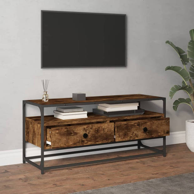 The Living Store TV-meubel - - Meubelen - 100 x 35 x 45 cm - gerookt eiken