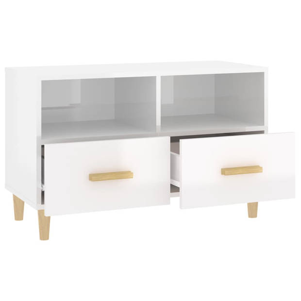 The Living Store TV-meubel - Klassiek - TV-meubels - Afmeting- 80 x 36 x 50 cm - Ken- Hoogglans wit