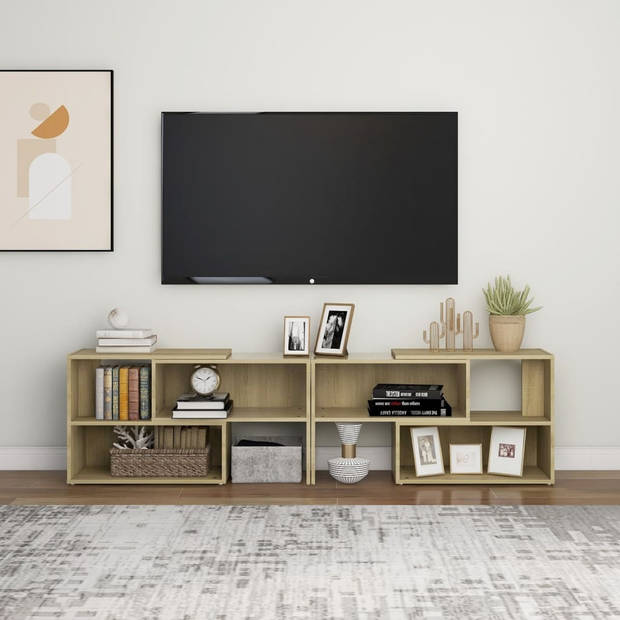 The Living Store Televisiemeubel Spaanplaat - 149 x 30 x 52 cm - Sonoma eiken