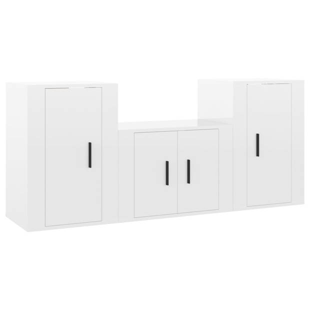 The Living Store TV-meubel Set - Hoogglans wit - 1x 57x34.5x40cm - 2x 40x34.5x60cm