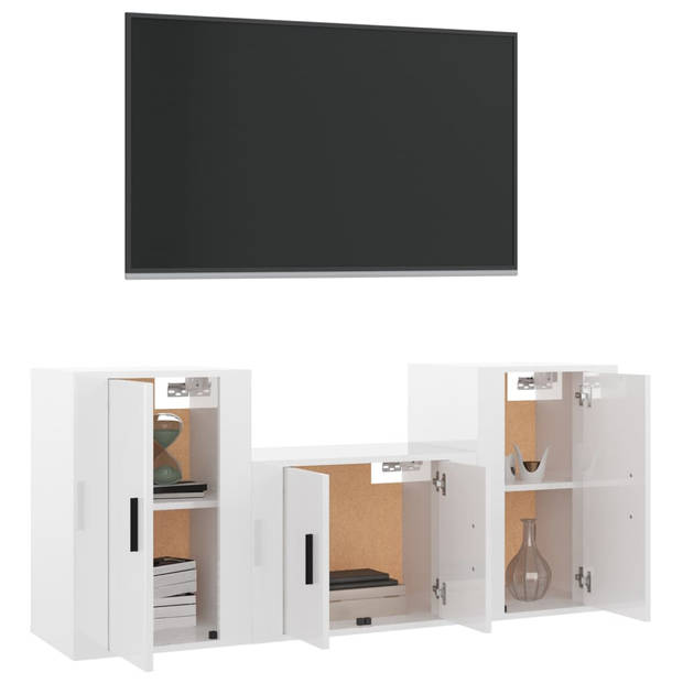 The Living Store TV-meubel Set - Hoogglans wit - 1x 57x34.5x40cm - 2x 40x34.5x60cm