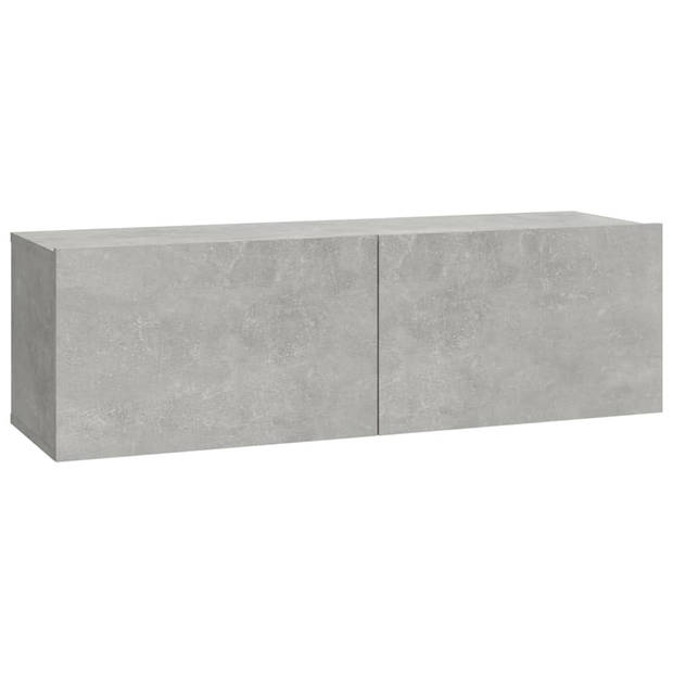 The Living Store TV-meubelset - betongrijs - 100 x 30 x 30 cm - bewerkt hout