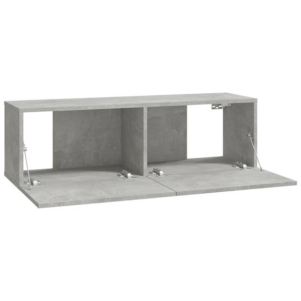 The Living Store Wandgemonteerd tv-meubel - Betongrijs - 100 x 30 x 30 cm - Hoogwaardig bewerkt hout