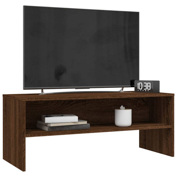 The Living Store TV-meubel - praktisch en stijlvol - opbergruimte - 100x40x40cm - bruineiken